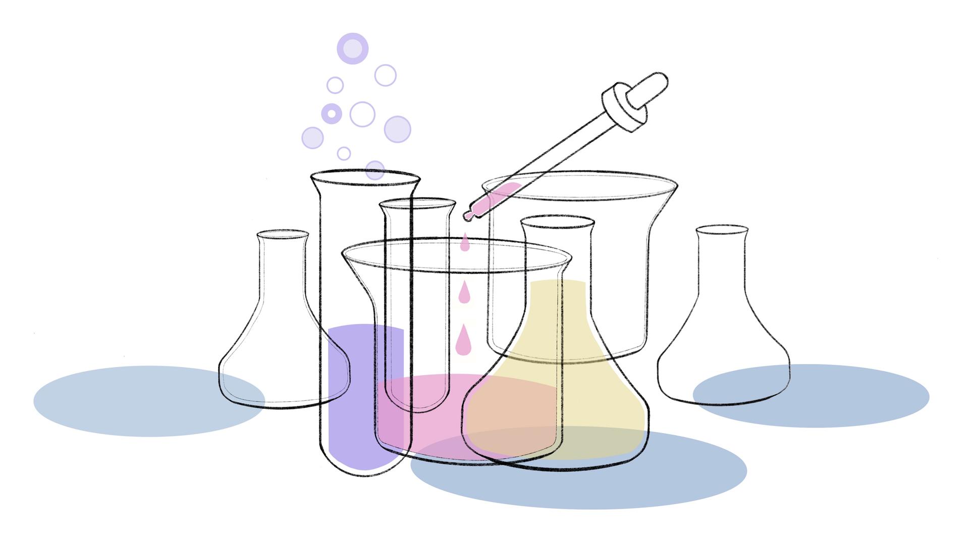 Die Illustration zeigt typische Untersuchungsbehältnisse, die von Labormediziner zur Analyse genutzt werden.