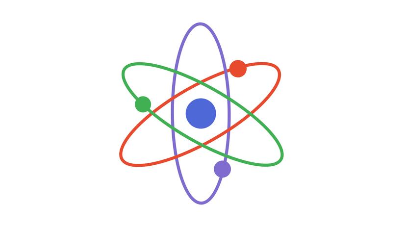 Die Illustration zeigt das Atom-Zeichen.