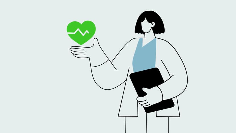Die Herzchirurgie umfasst spezialisierte chirurgische Eingriffe am Herzen und an den großen Blutgefäßen, die darauf abzielen, die Herzfu Die Illustration zeigt eine Herzchirurgin mit einer Patientenakte in der Hand.