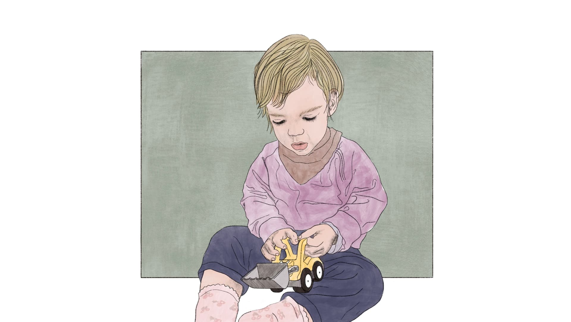 Kindheitspädagogik ist ein akademischer Beruf, der Bildung und Erziehung von Kindern bis zum Ende der Grundschulzeit umfasst. Die Illustration zeigt einen spielenden Jungen mit einem Bagger