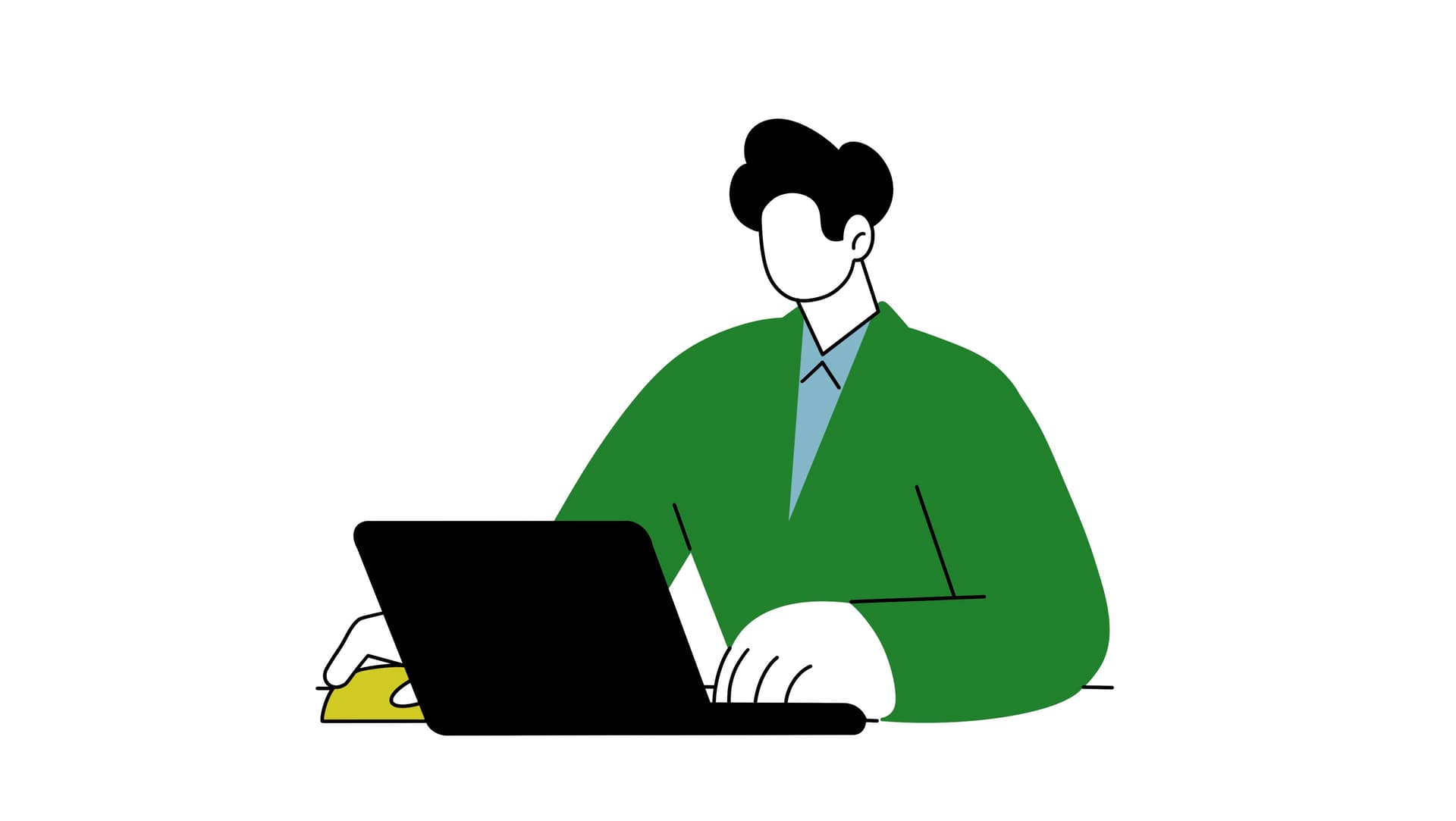 Kaufmännische Berufe und Tätigkeiten sind unverzichtbar für den reibungslosen Betrieb von Gesundheitseinrichtungen. Die Illustration zeigt einen Kaufmann für Gesundheitswesen am Computer.