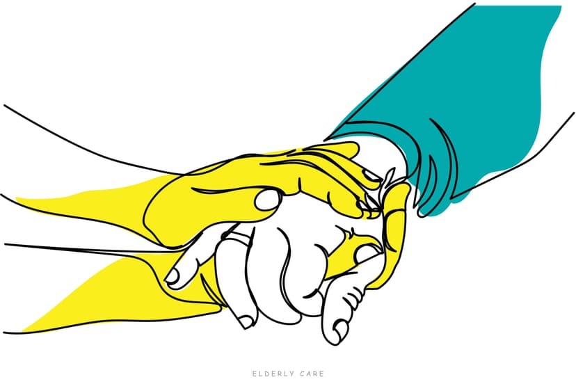 Pflegende Hände Das bild zeigt eine Hand die eine andere Hand hält.