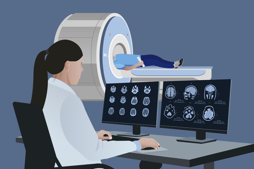 MRT-Diagnose Medizinisch-Technische Angestellte überwacht MRT.