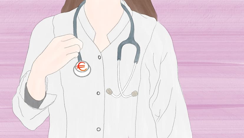 Facharztweiterbildung führt zu höherem Gehalt und besseren beruflichen Perspektiven Die Illustration zeigt eine Fachärztin mit einem Stethoskop.